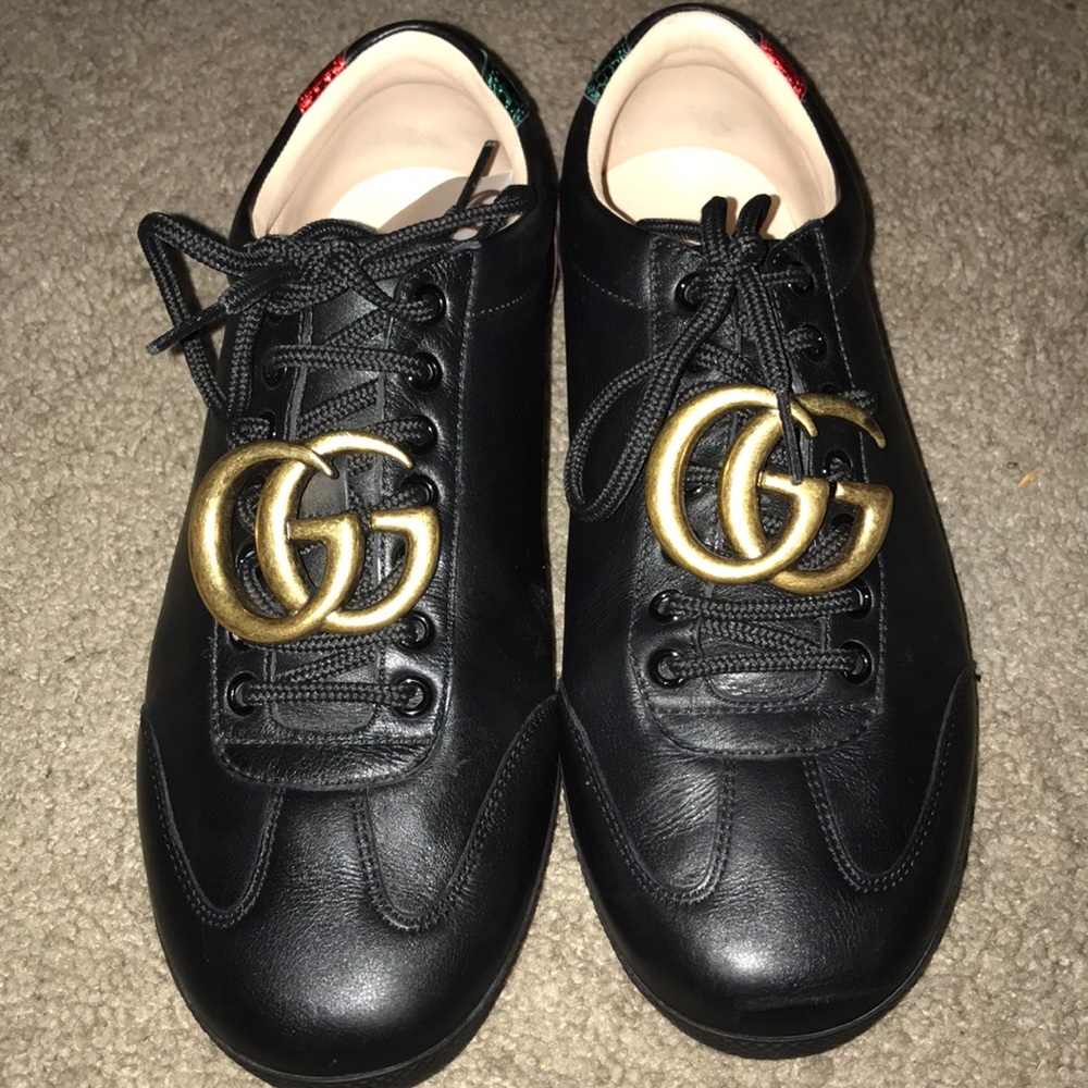 Gucci Men's Marmont Black GG Sneakers Size (7 1/2) - Picture 2 of 6